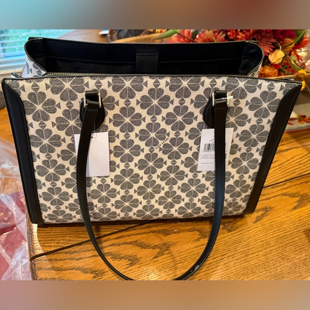 NWT KATE SPADE Signature SPADE Flower East-West Laptop Tote or Purse Bag $499 - Picture 2 of 4